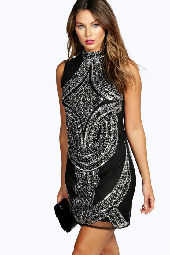 Anastacia High Neck Embellished Dress